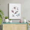 Opal Flower & Butterfly Floral Framed Canvas Wall Art Print - 18"x24"
